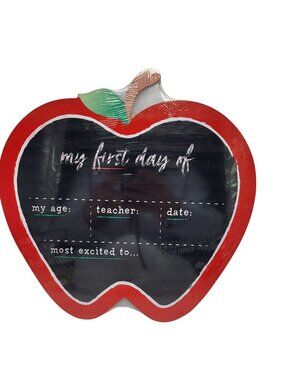 Double-Sided Apple Shaped First & Last Day of School Chalkboard Sign 11"x11"